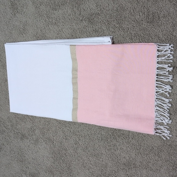 Project 62 Target Colorblock Light Gold Blush Pink Fringe Shower Curtain - Picture 4 of 10